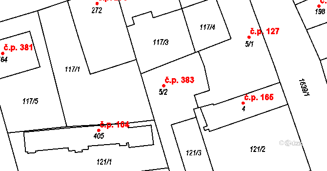 Švihov 383 na parcele st. 5/2 v KÚ Švihov u Klatov, Katastrální mapa