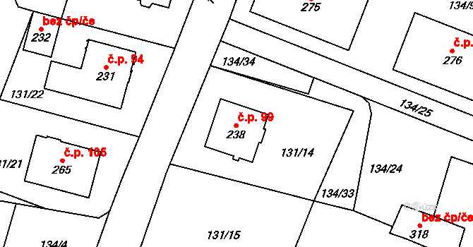 Zavlekov 99 na parcele st. 238 v KÚ Zavlekov, Katastrální mapa