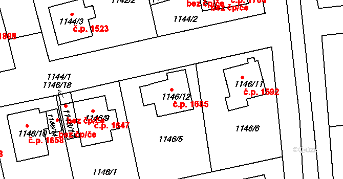 Turnov 1685 na parcele st. 1146/12 v KÚ Turnov, Katastrální mapa