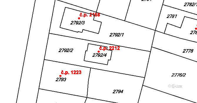 Horní Počernice 2212, Praha na parcele st. 2792/4 v KÚ Horní Počernice, Katastrální mapa