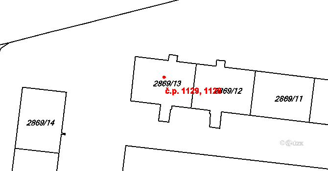 Krč 1128,1129, Praha na parcele st. 2869/13 v KÚ Krč, Katastrální mapa