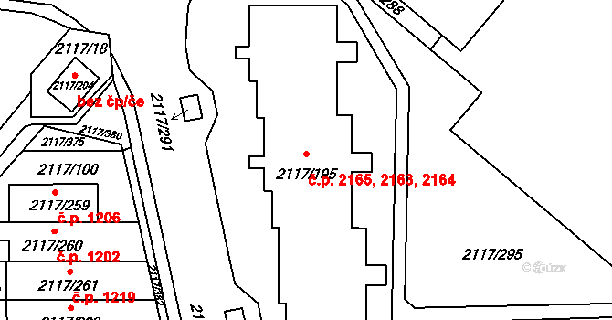 Chodov 2163,2164,2165, Praha na parcele st. 2117/195 v KÚ Chodov, Katastrální mapa