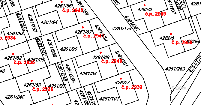 Smíchov 2940, Praha na parcele st. 4261/68 v KÚ Smíchov, Katastrální mapa