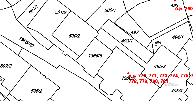 Vokovice 771,772,773,774,775,, Praha na parcele st. 1366/6 v KÚ Vokovice, Katastrální mapa