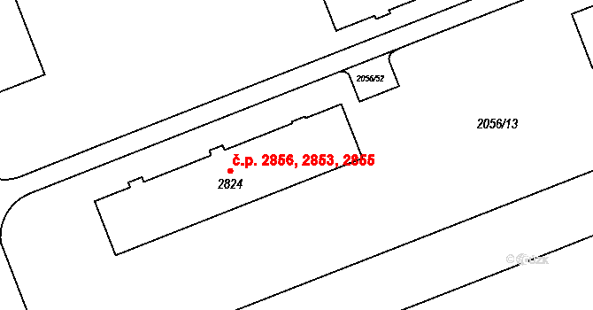 Hodonín 2853,2855,2856 na parcele st. 2824 v KÚ Hodonín, Katastrální mapa