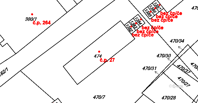 Žacléř 27 na parcele st. 474 v KÚ Žacléř, Katastrální mapa