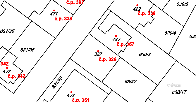 Držovice 326 na parcele st. 327 v KÚ Držovice na Moravě, Katastrální mapa