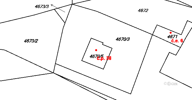 Bedrč 38, Benešov na parcele st. 4670/5 v KÚ Benešov u Prahy, Katastrální mapa