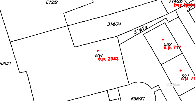 Královo Pole 2943, Brno na parcele st. 534 v KÚ Královo Pole, Katastrální mapa
