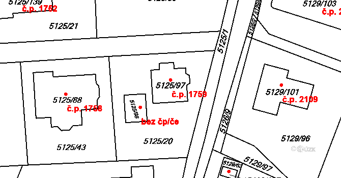 Černošice 1759 na parcele st. 5125/97 v KÚ Černošice, Katastrální mapa