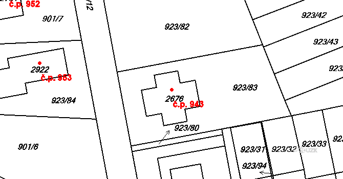 Prachatice II 943, Prachatice na parcele st. 2676 v KÚ Prachatice, Katastrální mapa