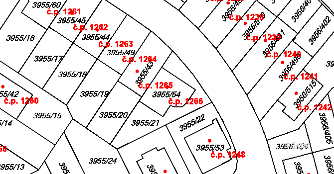 Jindřichův Hradec II 1266, Jindřichův Hradec na parcele st. 3955/54 v KÚ Jindřichův Hradec, Katastrální mapa