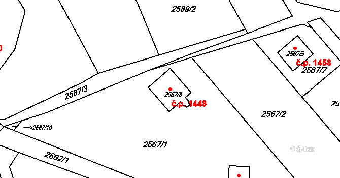 Prostřední Suchá 1448, Havířov na parcele st. 2567/8 v KÚ Prostřední Suchá, Katastrální mapa