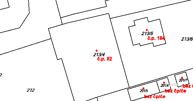 Cvrčovice 52 na parcele st. 213/4 v KÚ Cvrčovice u Pohořelic, Katastrální mapa