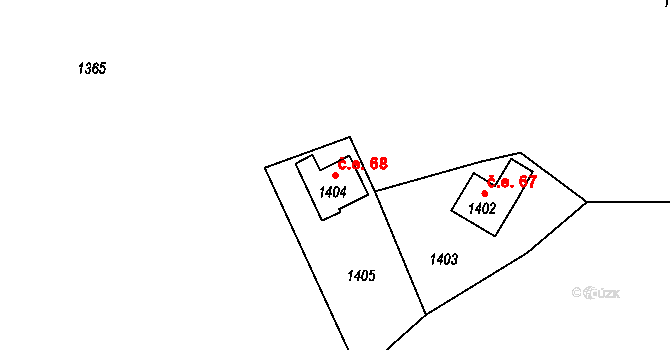 Lošov 68, Olomouc na parcele st. 1404 v KÚ Lošov, Katastrální mapa