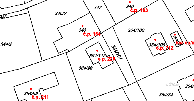 Klepačov 225, Blansko na parcele st. 364/112 v KÚ Klepačov, Katastrální mapa
