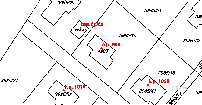 Žižkov 996, Kutná Hora na parcele st. 4867 v KÚ Kutná Hora, Katastrální mapa