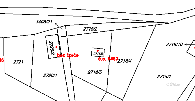 Pelhřimov 5463 na parcele st. 2718/9 v KÚ Pelhřimov, Katastrální mapa