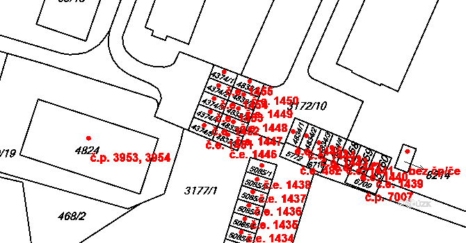 Zlín 1447 na parcele st. 4833/4 v KÚ Zlín, Katastrální mapa