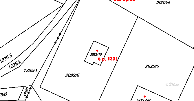 Poruba 1331, Orlová na parcele st. 2032/10 v KÚ Poruba u Orlové, Katastrální mapa