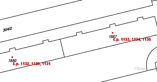 Hrabůvka 1133,1134,1135, Ostrava na parcele st. 1551 v KÚ Hrabůvka, Katastrální mapa