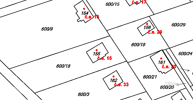 Heřmaň 15 na parcele st. 155 v KÚ Heřmaň, Katastrální mapa