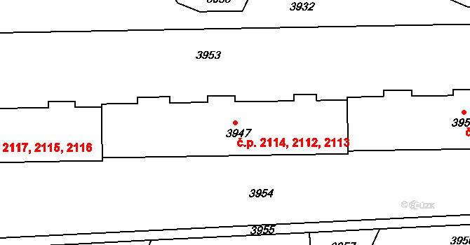 Žďár nad Sázavou 4 2112,2113,2114, Žďár nad Sázavou na parcele st. 3947 v KÚ Město Žďár, Katastrální mapa