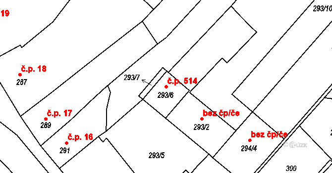 Bystřice nad Pernštejnem 514 na parcele st. 293/6 v KÚ Bystřice nad Pernštejnem, Katastrální mapa
