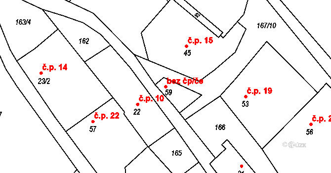 Podveky 38246601 na parcele st. 59 v KÚ Ježovice, Katastrální mapa