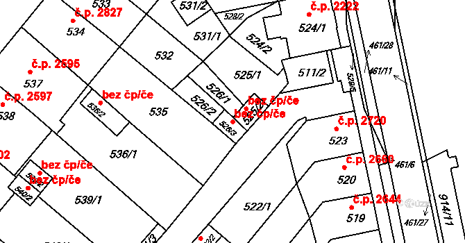 Chomutov 39082601 na parcele st. 526/3 v KÚ Chomutov II, Katastrální mapa