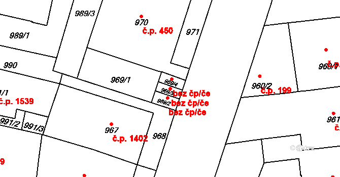 Praha 40363601 na parcele st. 969/3 v KÚ Vinohrady, Katastrální mapa