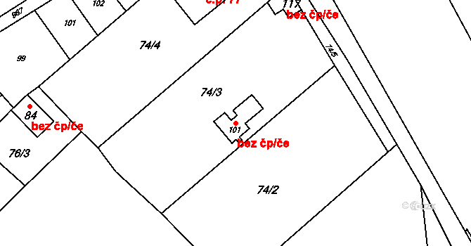 Mastník 4 na parcele st. 101 v KÚ Mastník, Katastrální mapa