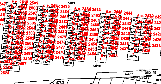 Bludovice 2457, Havířov na parcele st. 580/101 v KÚ Bludovice, Katastrální mapa