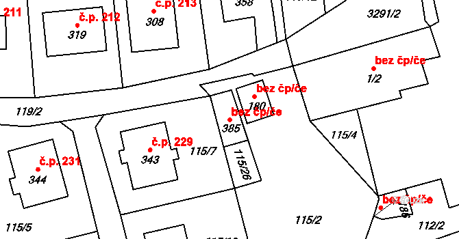 Olešnice 42049601 na parcele st. 385 v KÚ Olešnice u Trhových Svinů, Katastrální mapa