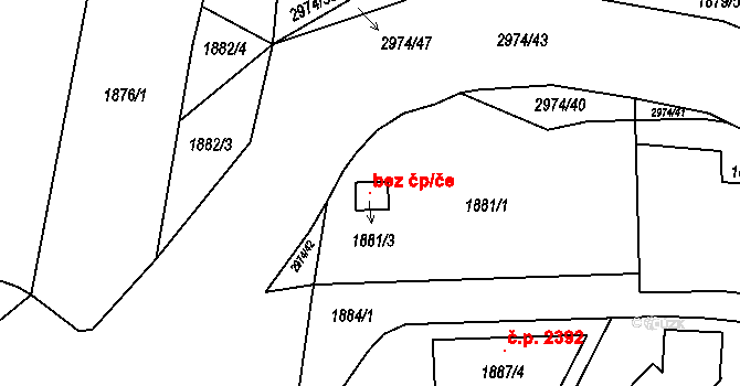 Ostrava 42744601 na parcele st. 1881/3 v KÚ Poruba, Katastrální mapa