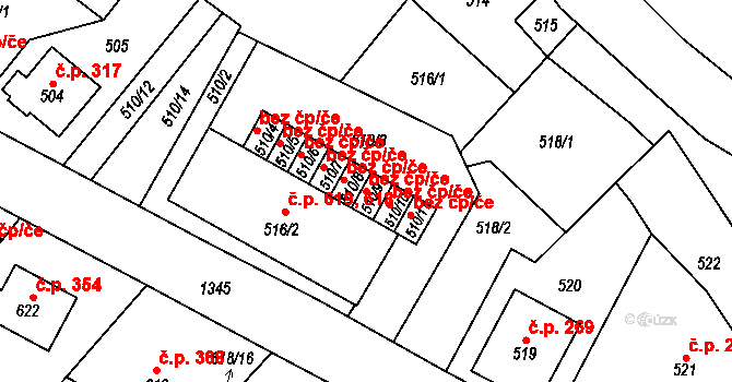Ústí nad Labem 42767601 na parcele st. 510/9 v KÚ Bukov, Katastrální mapa