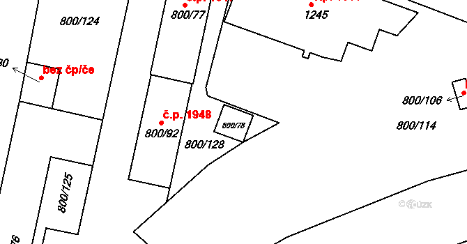 Děčín 42802601 na parcele st. 800/78 v KÚ Podmokly, Katastrální mapa
