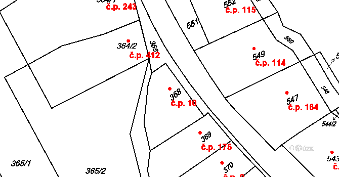 Bošovice 10 na parcele st. 368 v KÚ Bošovice, Katastrální mapa