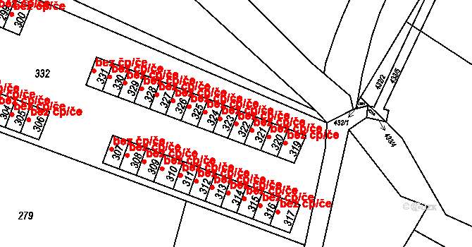 Orlová 43968601 na parcele st. 322 v KÚ Horní Lutyně, Katastrální mapa