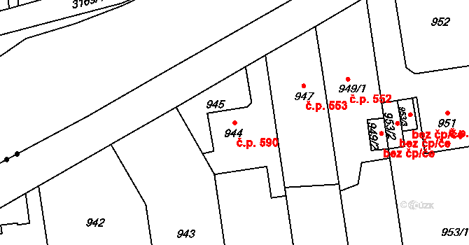 Kylešovice 590, Opava na parcele st. 944 v KÚ Kylešovice, Katastrální mapa