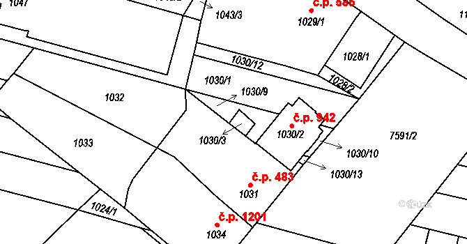 Mutěnice 44810601 na parcele st. 1030/3 v KÚ Mutěnice, Katastrální mapa
