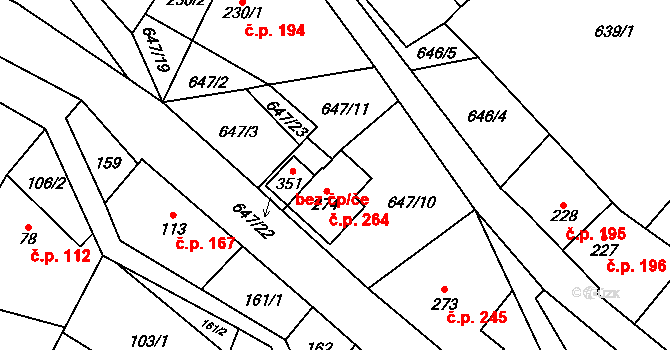 Ruda nad Moravou 44900601 na parcele st. 351 v KÚ Hrabenov, Katastrální mapa