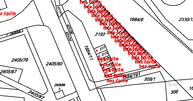 Brno 45591601 na parcele st. 2171 v KÚ Starý Lískovec, Katastrální mapa