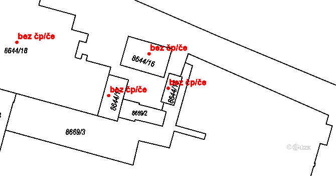 Plzeň 45895601 na parcele st. 8644/15 v KÚ Plzeň, Katastrální mapa