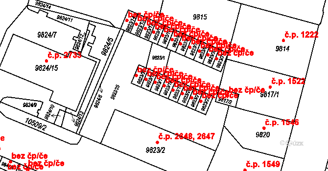 Plzeň 46369601 na parcele st. 9823/18 v KÚ Plzeň, Katastrální mapa