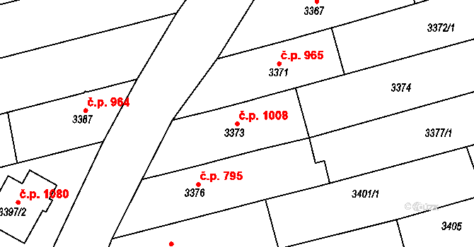 Vlčnov 1008 na parcele st. 3373 v KÚ Vlčnov, Katastrální mapa