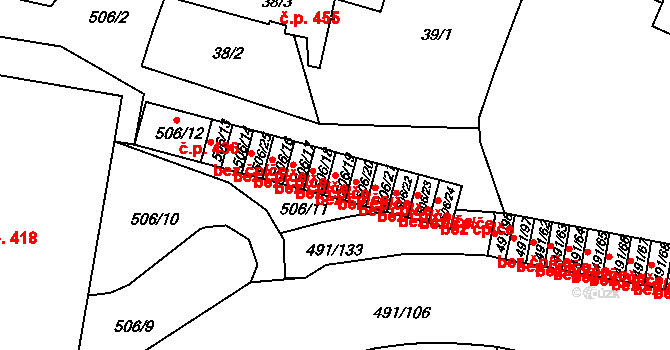Praha 46786601 na parcele st. 506/19 v KÚ Veleslavín, Katastrální mapa