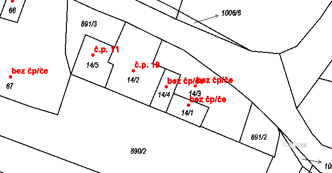 Horní Kněžeklady 46968601 na parcele st. 14/4 v KÚ Štipoklasy, Katastrální mapa