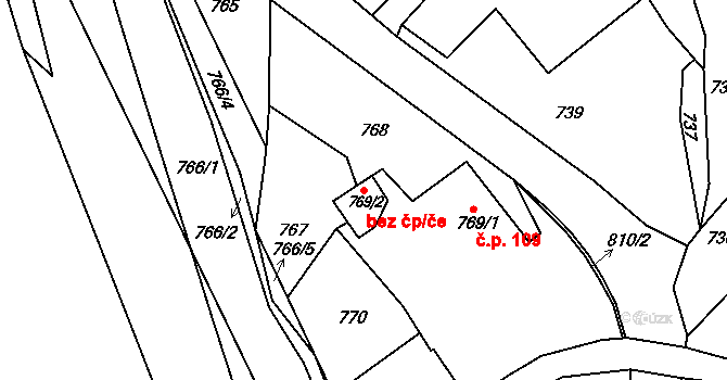 Děčín 47101601 na parcele st. 769/2 v KÚ Nebočady, Katastrální mapa