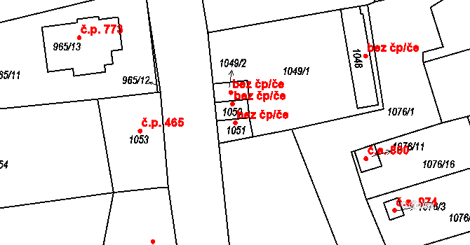 Štětí 47645601 na parcele st. 1051 v KÚ Štětí I, Katastrální mapa